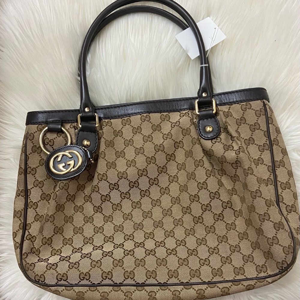 Sukey Beige Canvas Tote Gucci Bag Beige/Brown